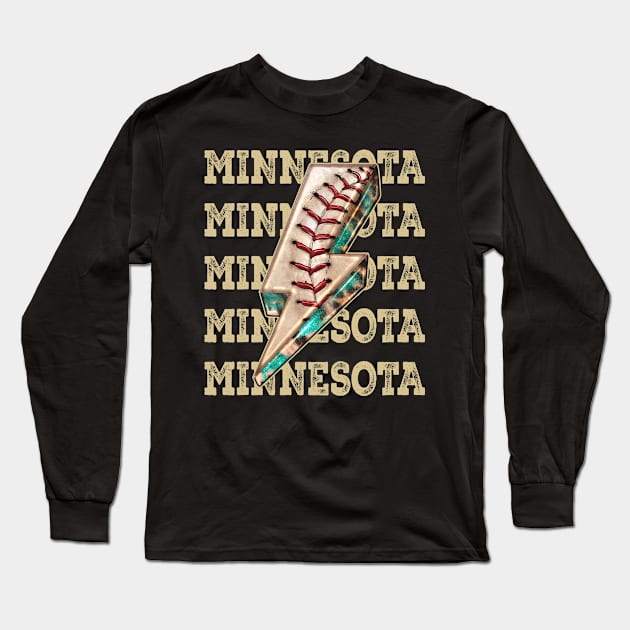 Aesthetic Design Minnesota Gifts Vintage Styles Baseball Long Sleeve T-Shirt by QuickMart